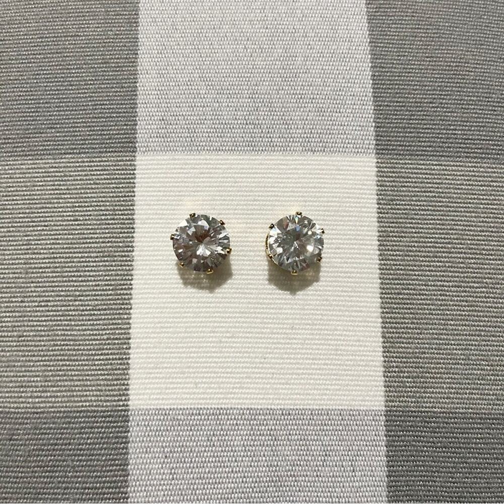 Gold CZ Metal Earrings‎ (1/2 in. Width)